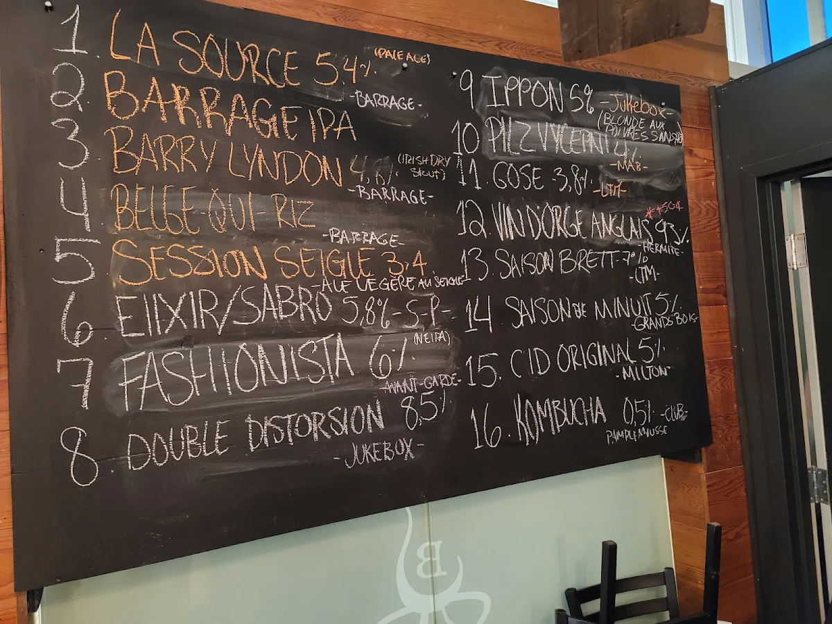 Menu, Le Barrage - Brasseurs