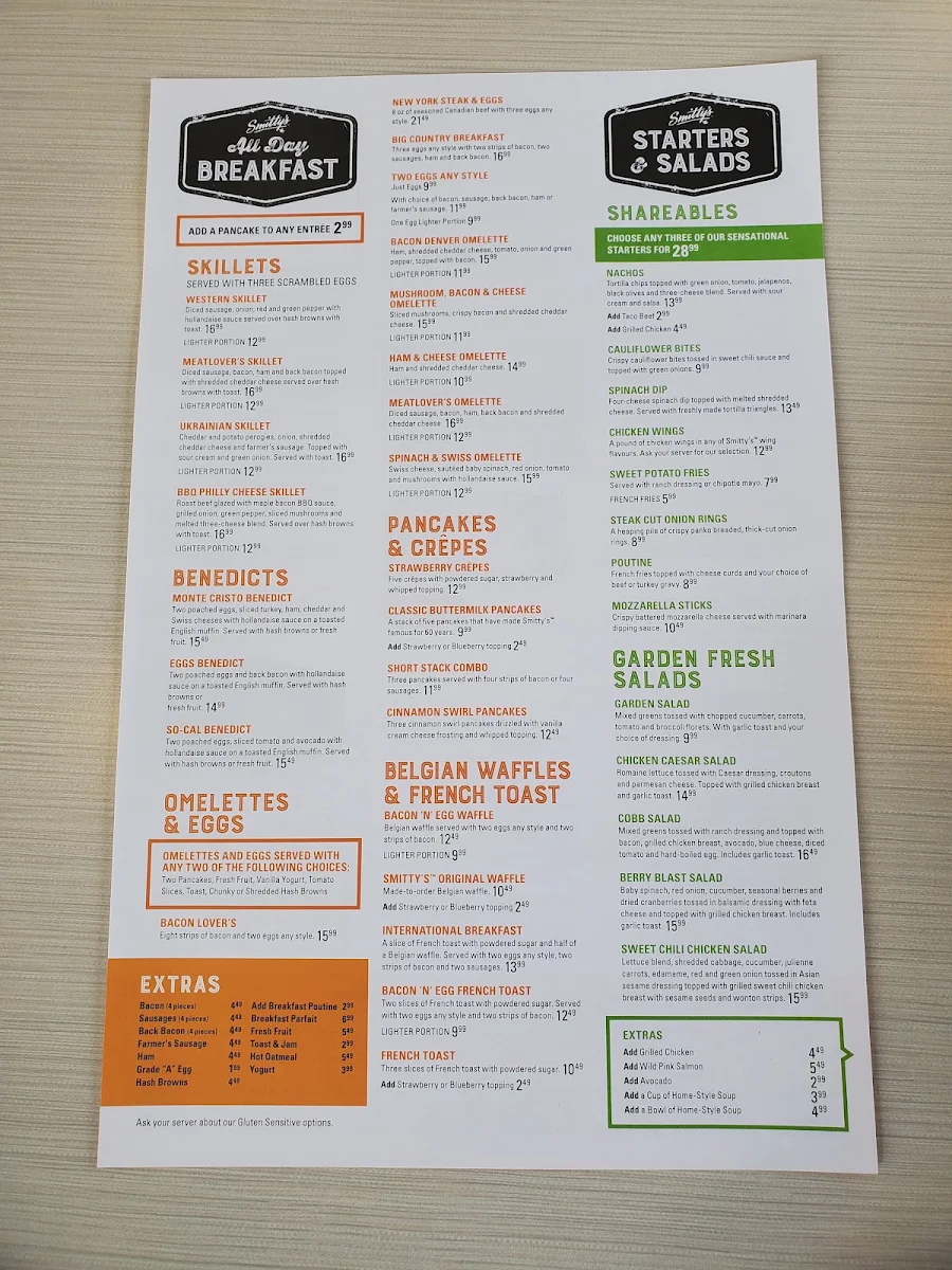 Menu, Smitty's Restaurant & Lounge - Winnipeg Regent