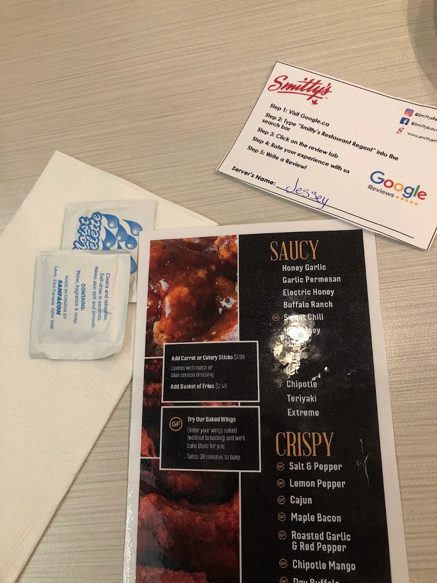 Menu, Smitty's Restaurant & Lounge - Winnipeg Regent