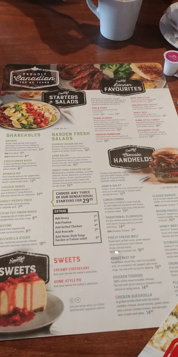 Menu, Smitty's Restaurant & Lounge - Winnipeg Regent