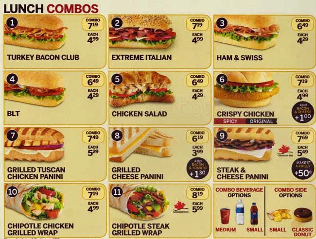 Menu, Tim Hortons