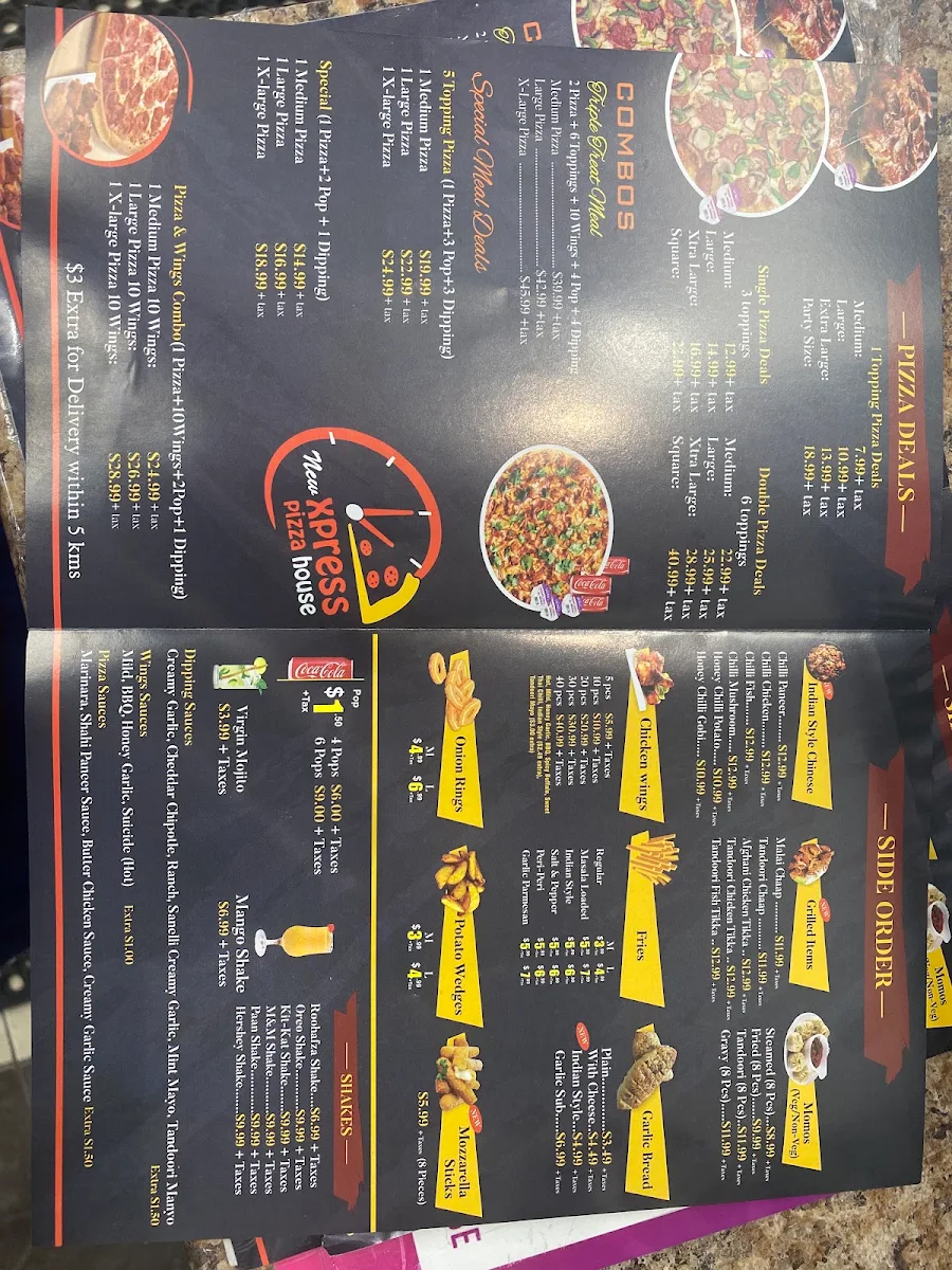 Menu, Xpress Pizza House