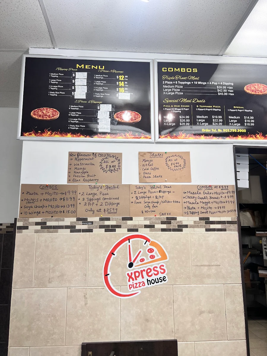 Menu, Xpress Pizza House