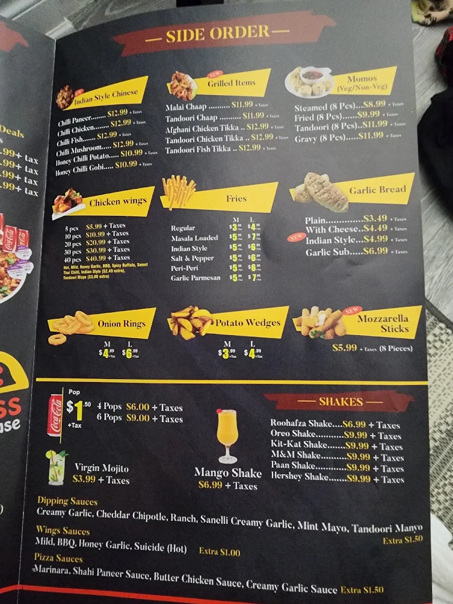 Menu, Xpress Pizza House