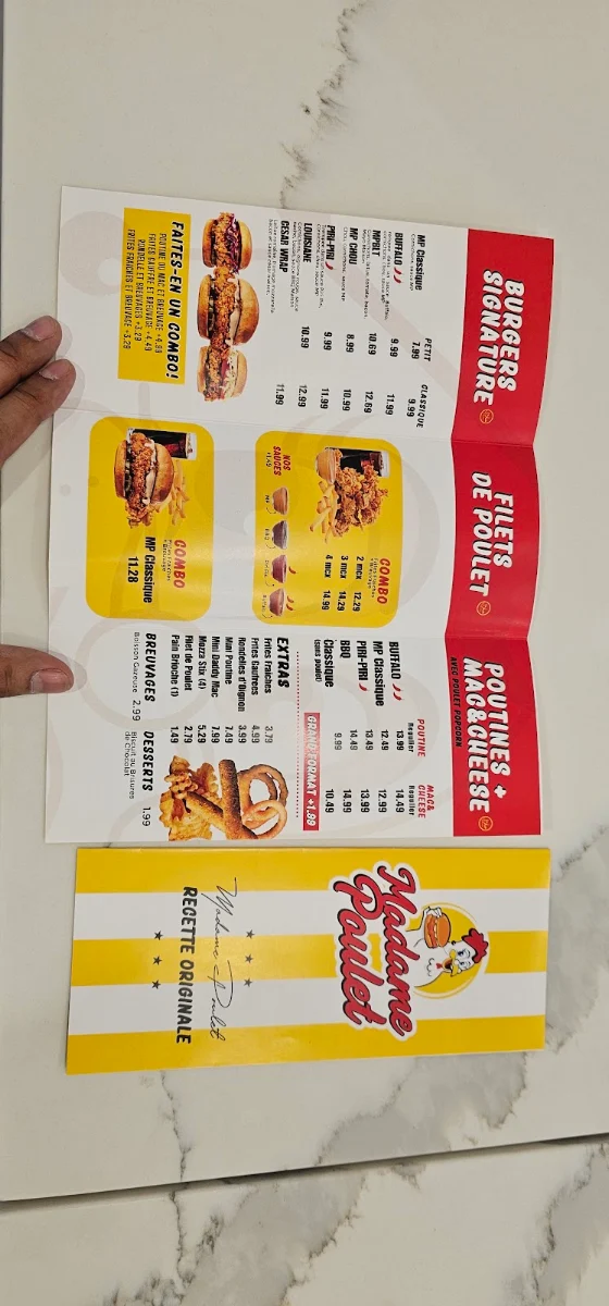 Menu, Madame Poulet