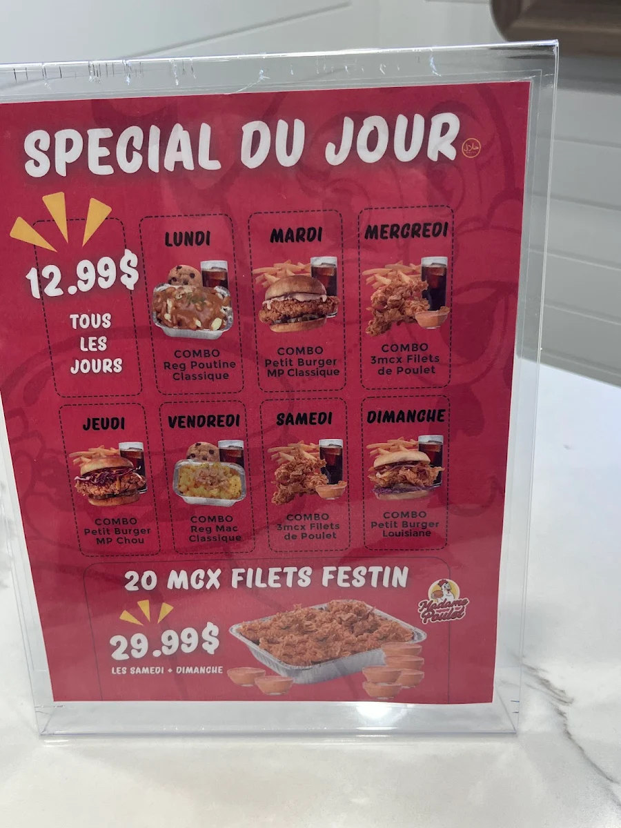 Menu, Madame Poulet