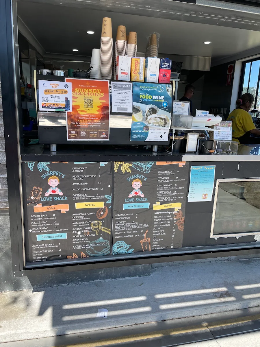 Menu, Sharpey’s love shack