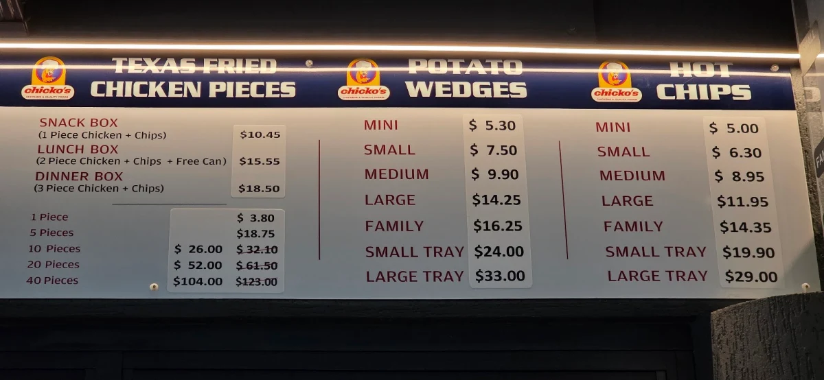 Menu, Chicko's