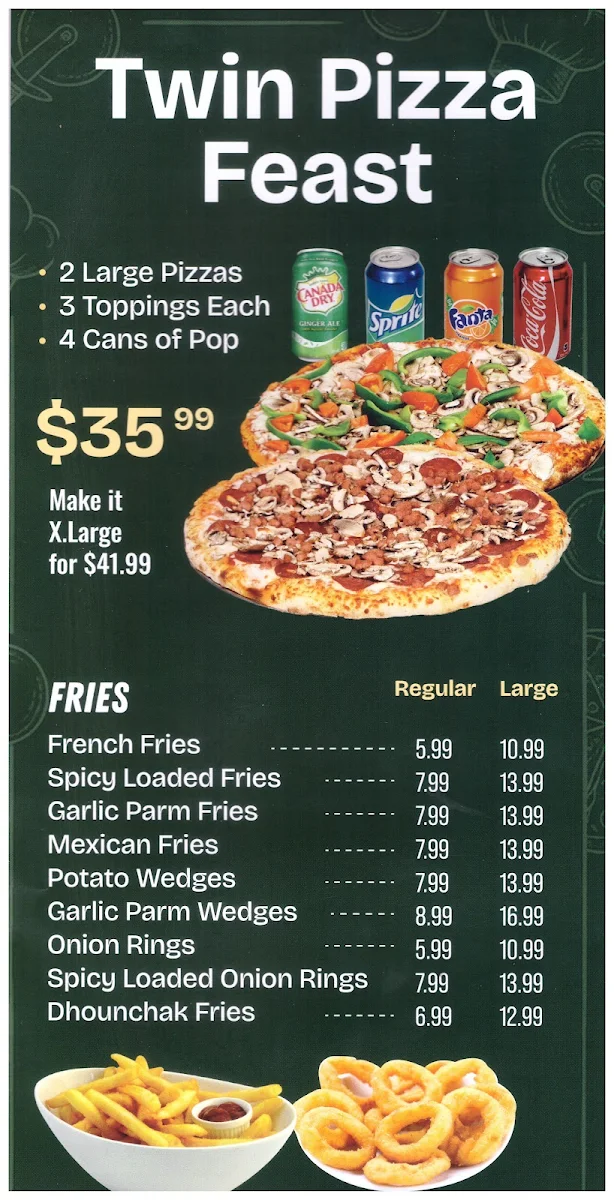 Menu, Regino's Pizza