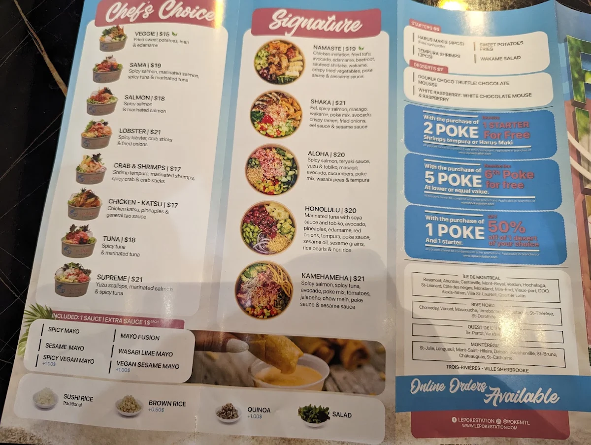 Menu, Le Poke Station