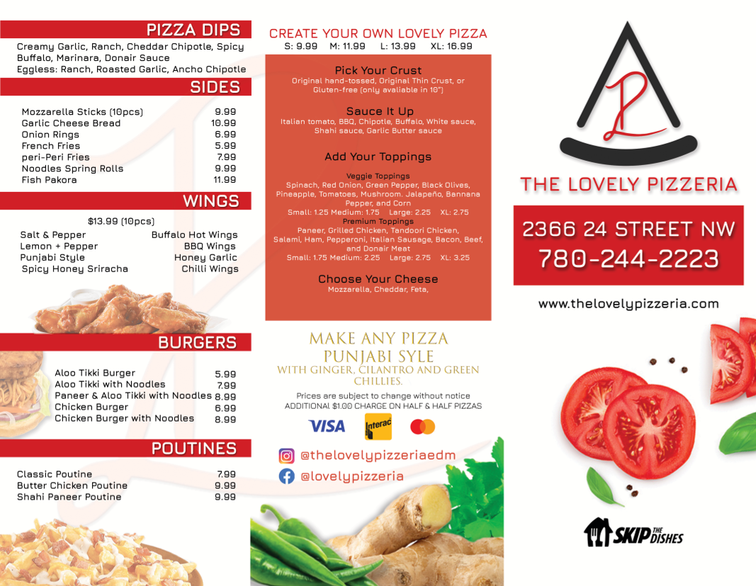 Menu, The Lovely Pizzeria ( Market at the Meadows )