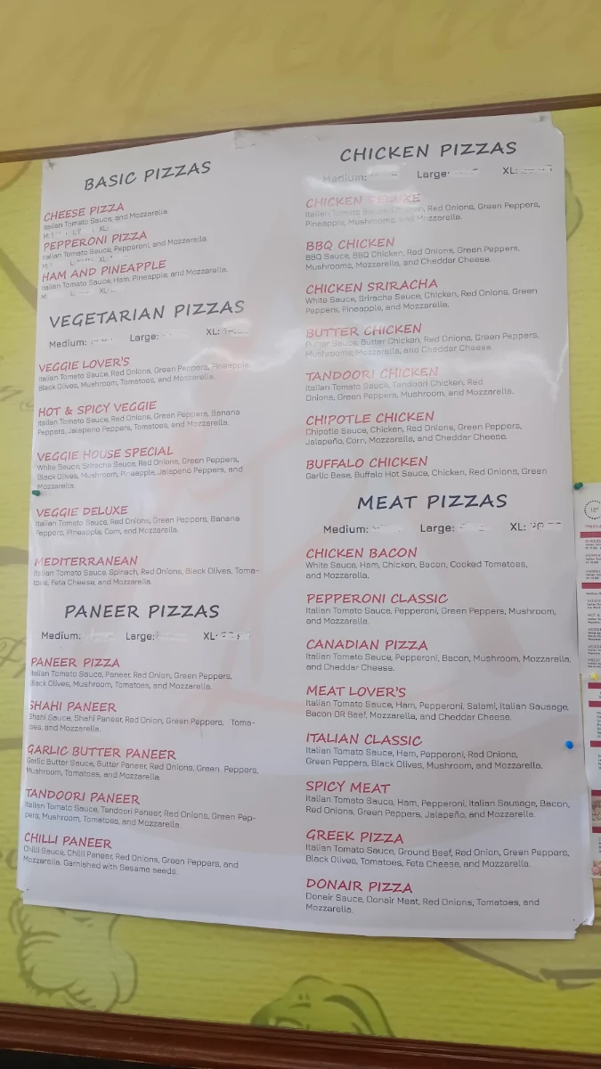 Menu, The Lovely Pizzeria ( Market at the Meadows )