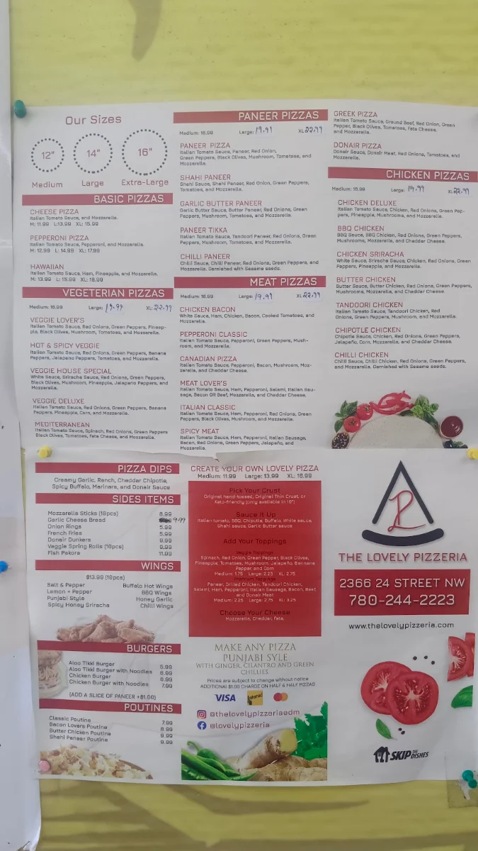 Menu, The Lovely Pizzeria ( Market at the Meadows )