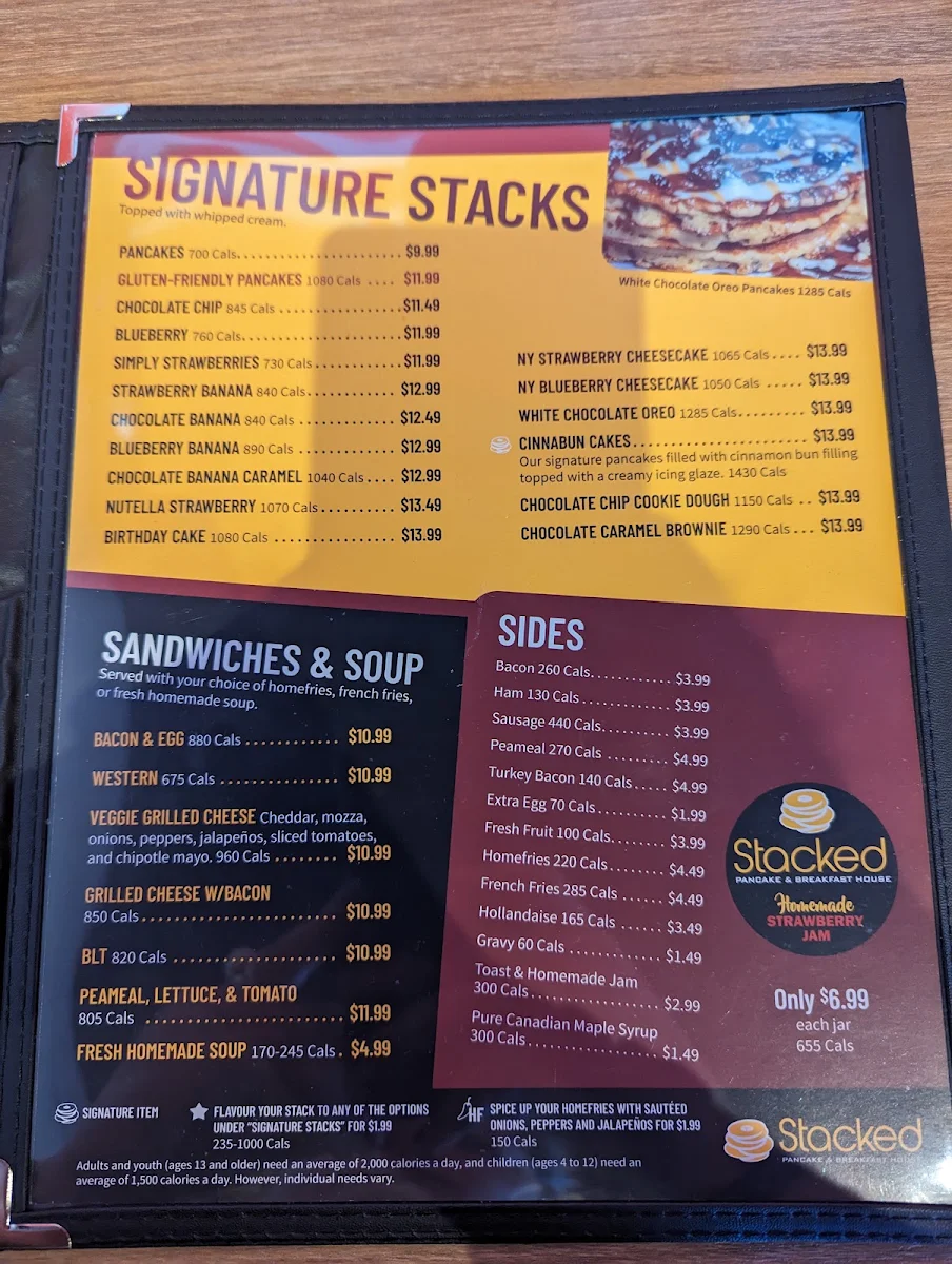 Menu, Stacked Pancake & Breakfast House