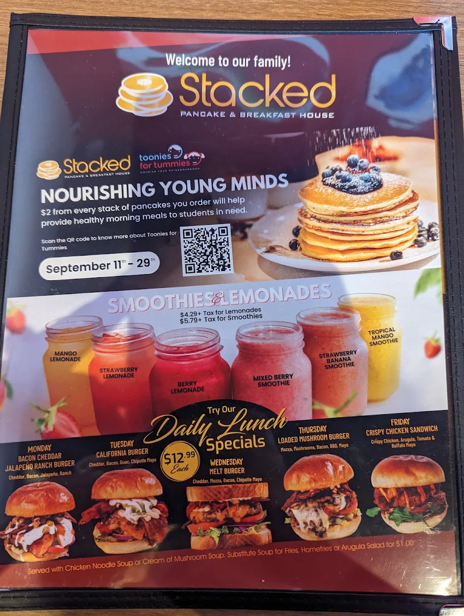 Menu, Stacked Pancake & Breakfast House
