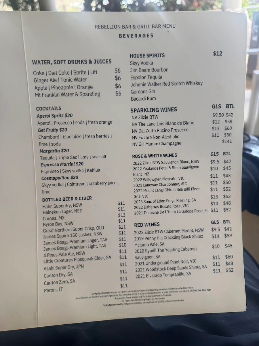 Menu, elena ristorante