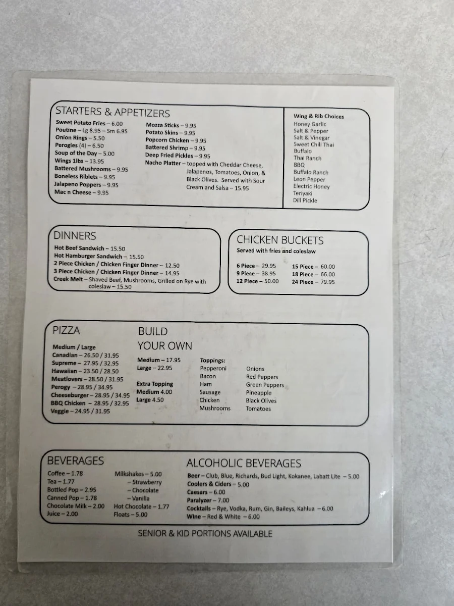 Menu, Brierwood Creek Cafe