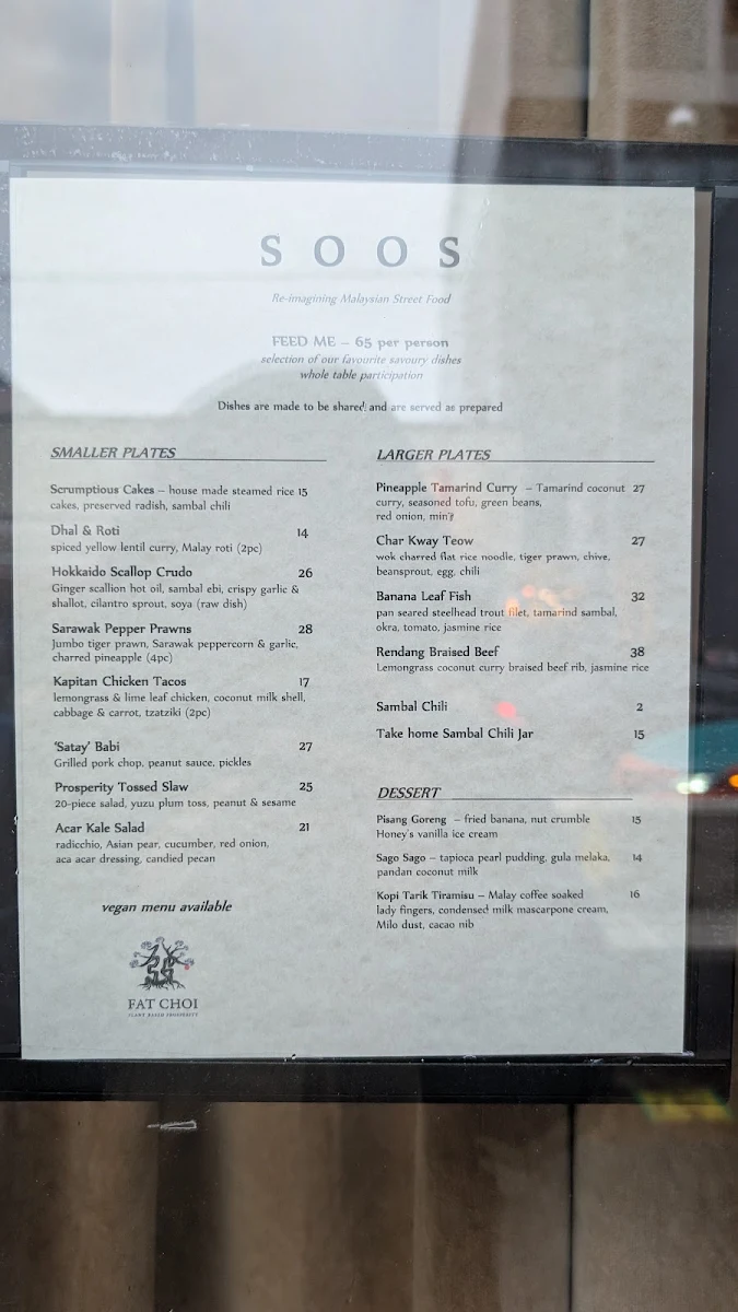 Menu, Soos
