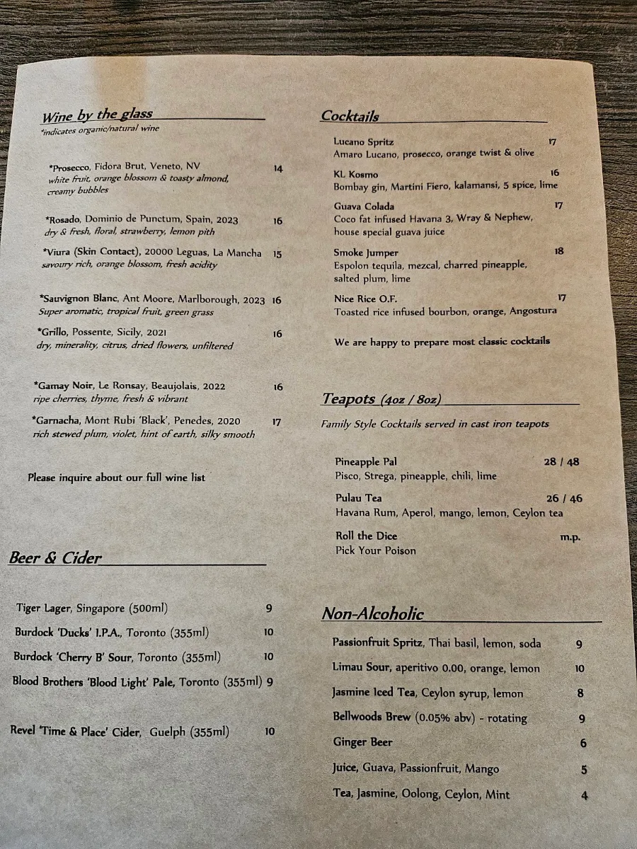 Menu, Soos