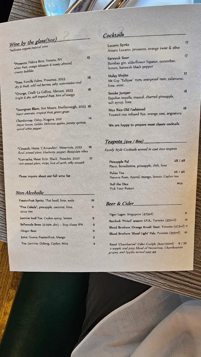 Menu, Soos