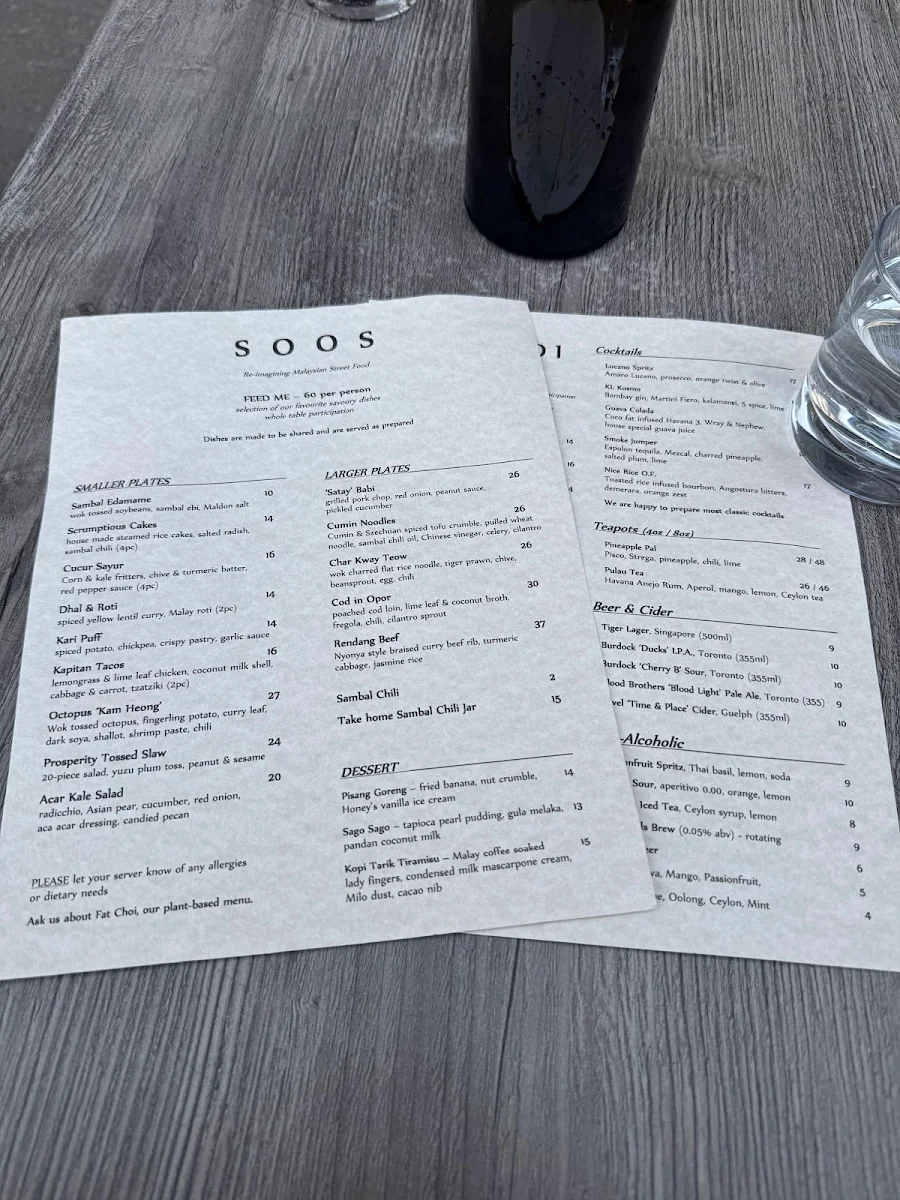 Menu, Soos