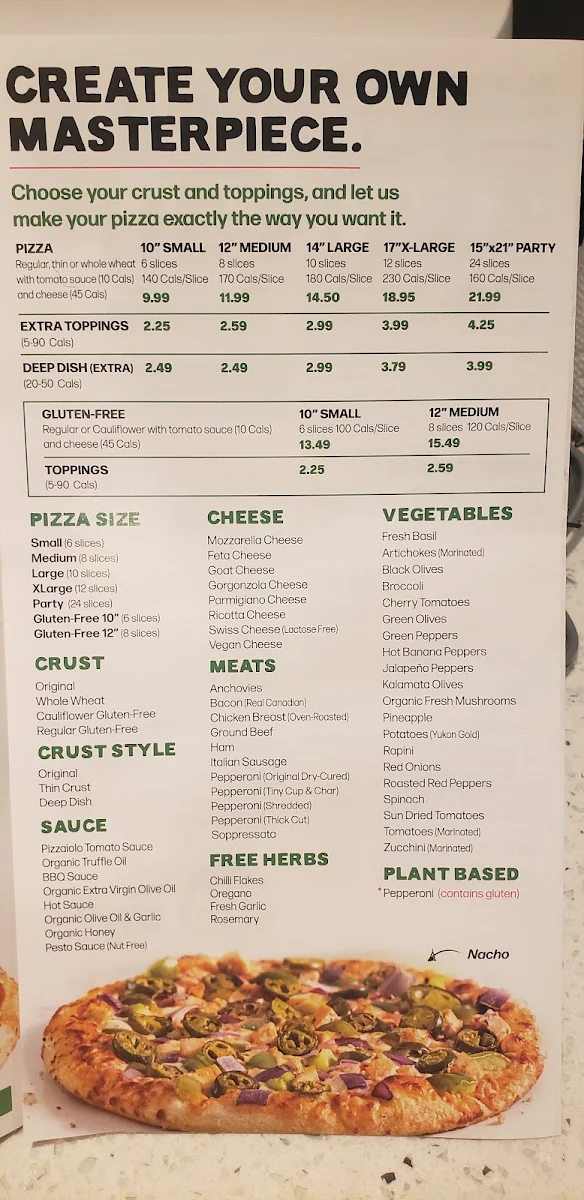Menu, Pizzaiolo
