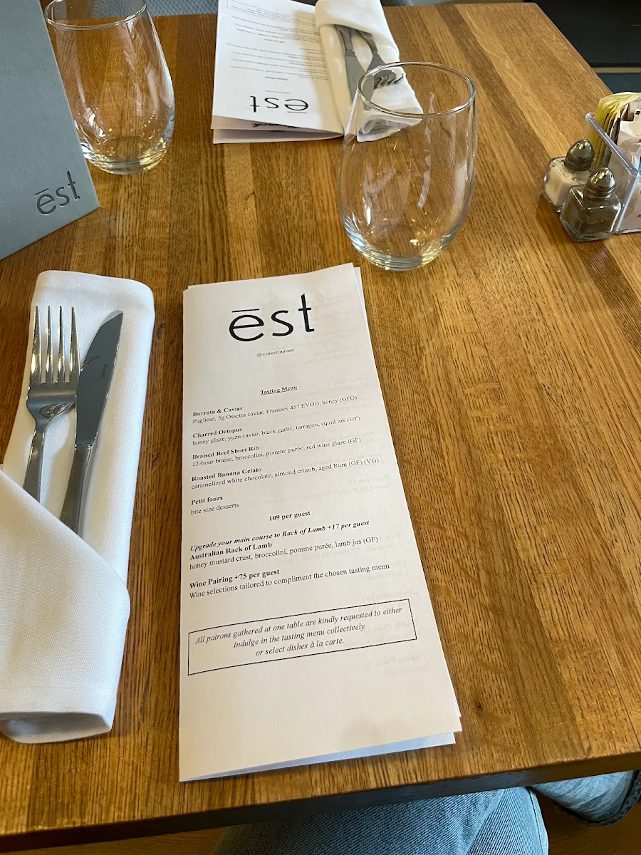 Menu, ēst Restaurant