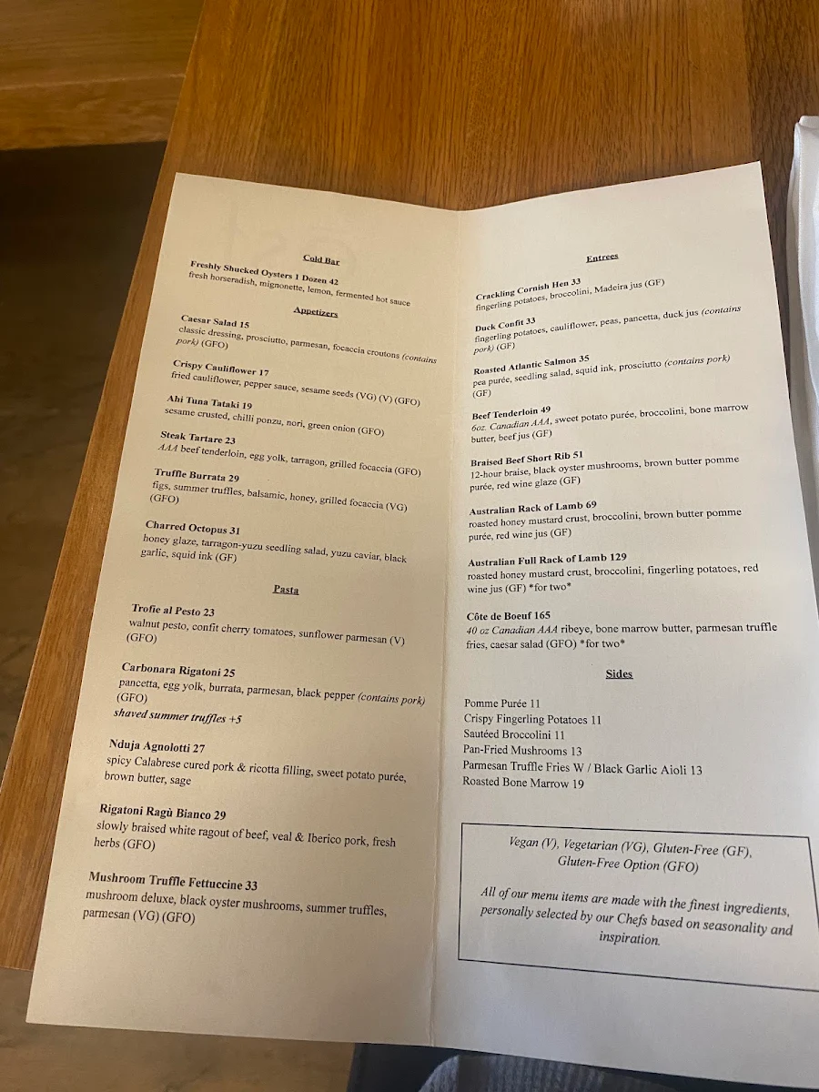 Menu, ēst Restaurant