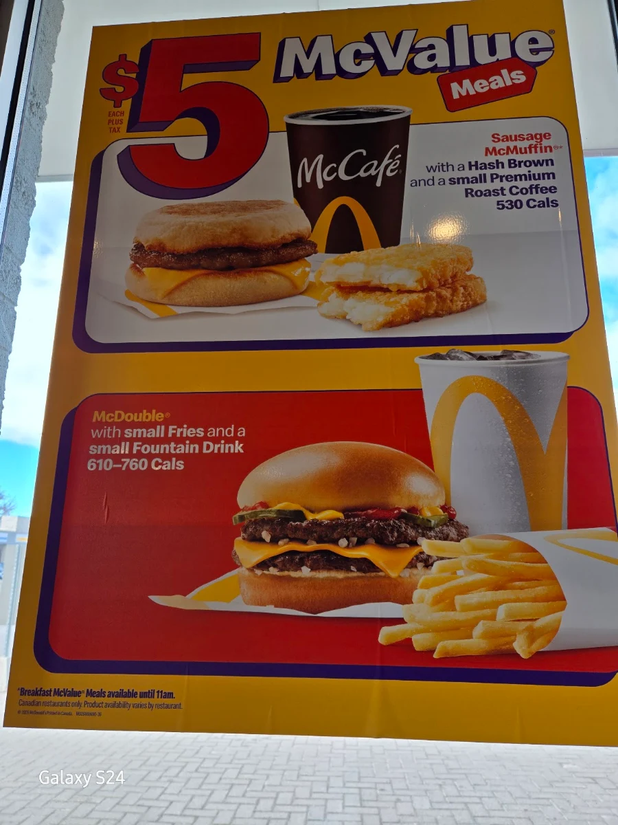 Menu, McDonald's