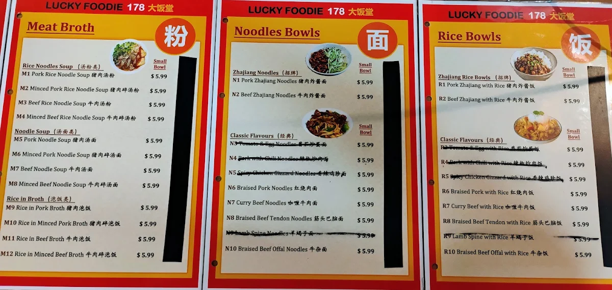 Menu, Lucky Foodie