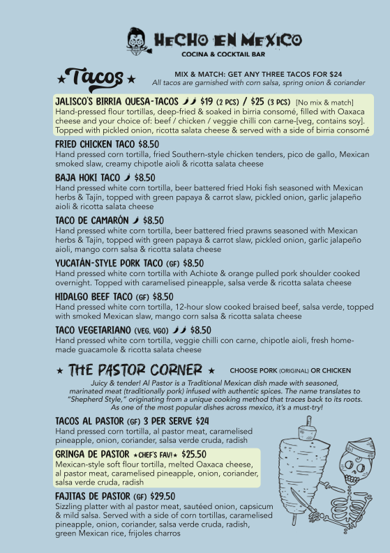 Menu, Hecho En Mexico Lane Cove