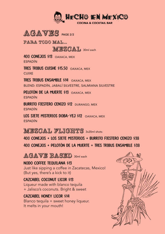 Menu, Hecho En Mexico Lane Cove