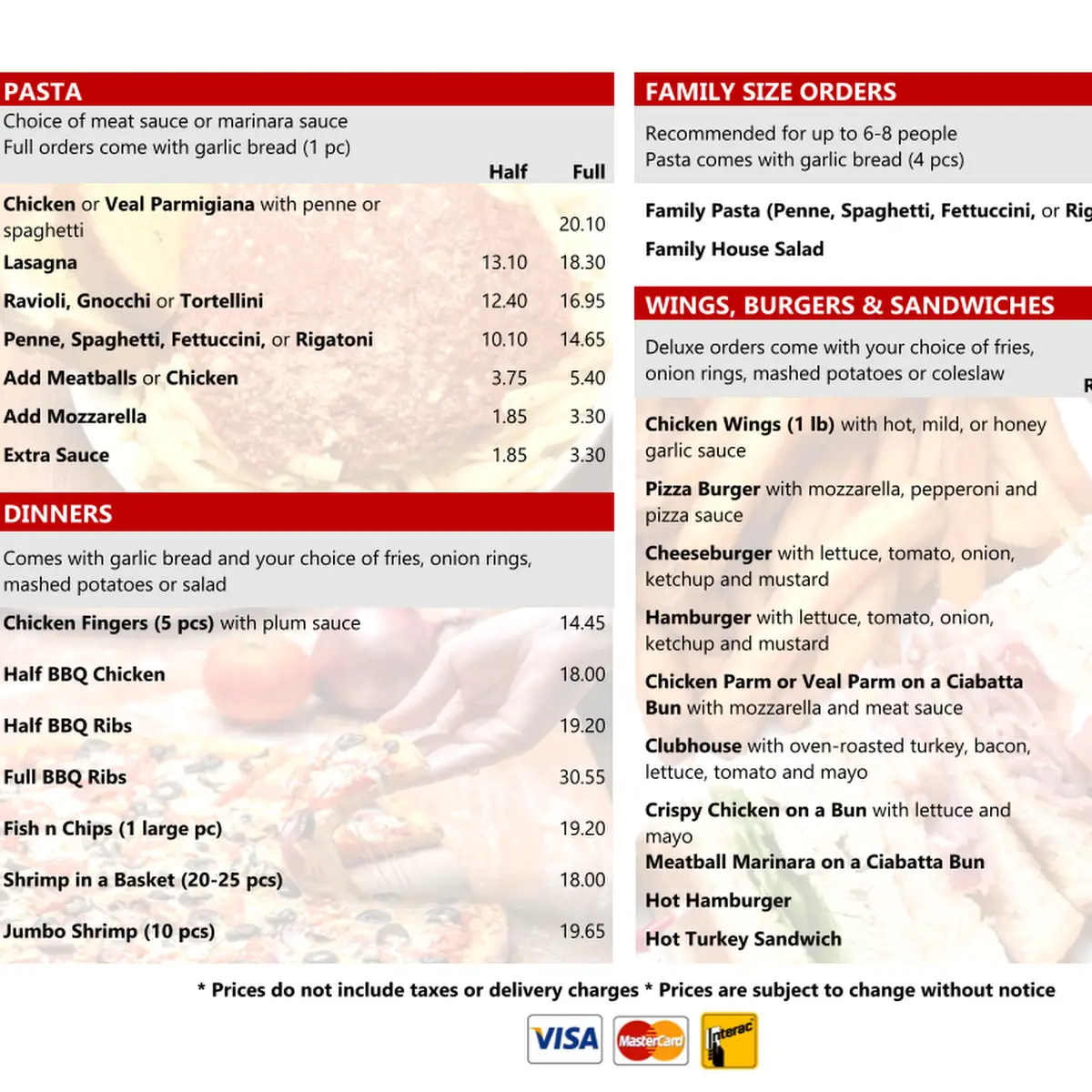 Menu, Windsor Pizza and Pasta House - Jefferson