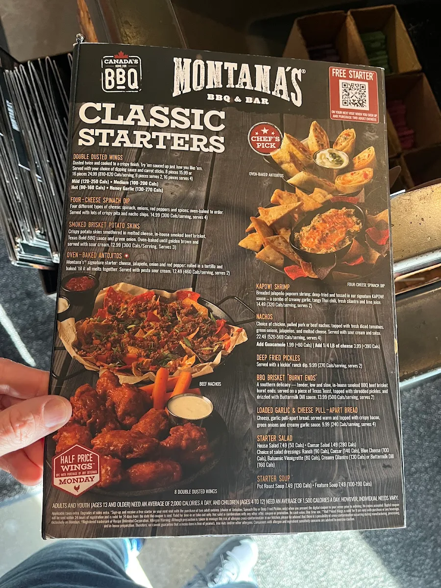 Menu, Montana’s BBQ & Bar
