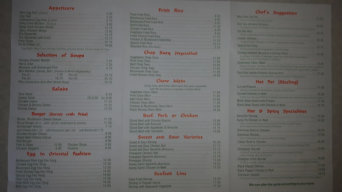 Menu, Canton Chinese & Western Restaurant