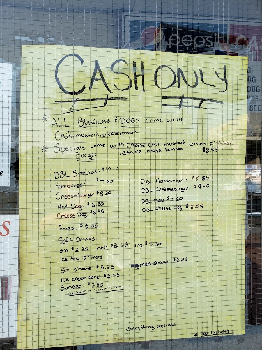 Menu, VJ's Drive Inn