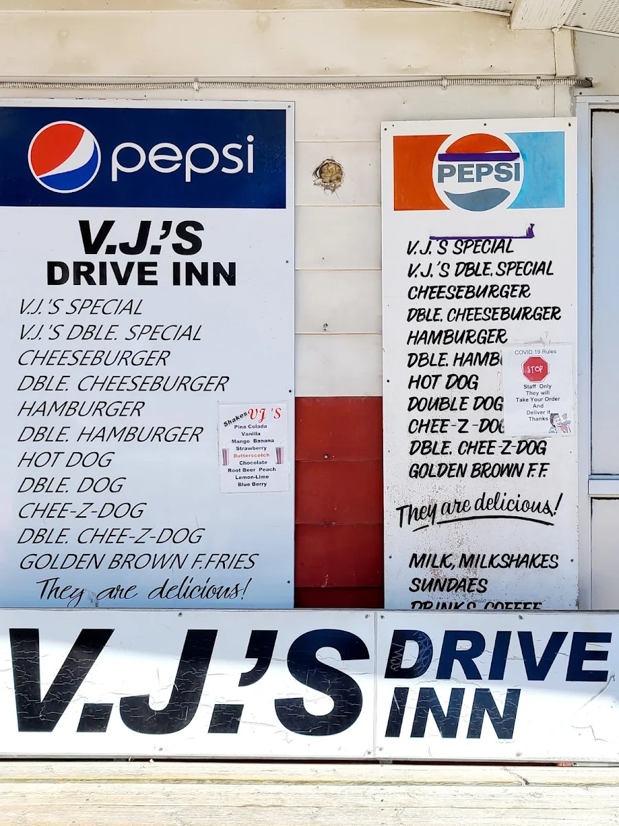 Menu, VJ's Drive Inn