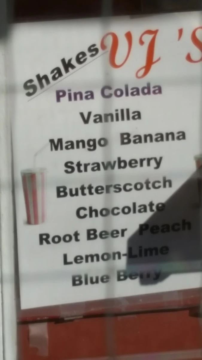 Menu, VJ's Drive Inn