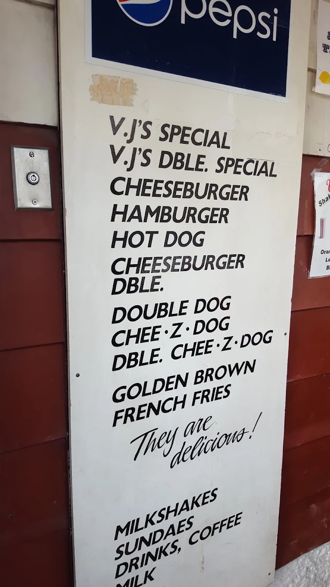 Menu, VJ's Drive Inn