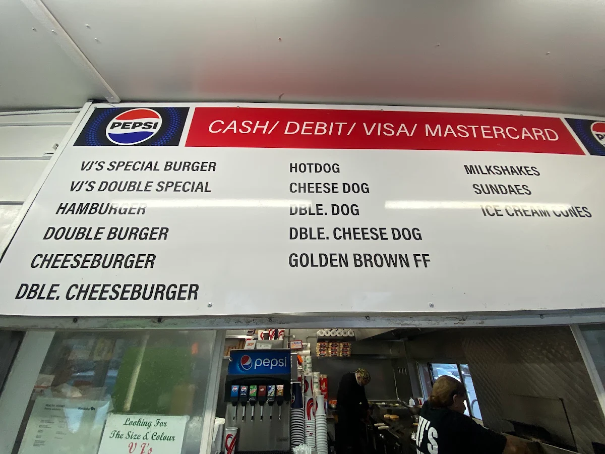 Menu, VJ's Drive Inn