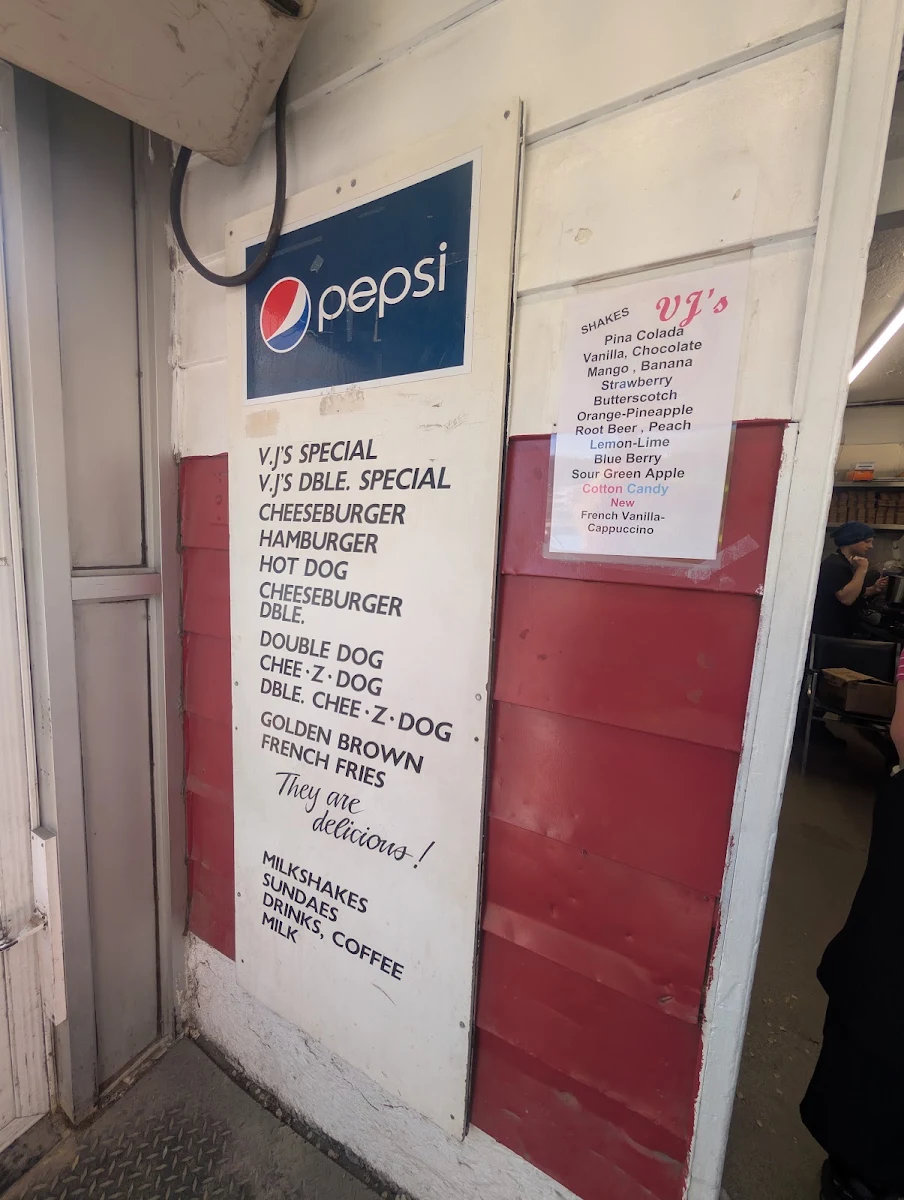 Menu, VJ's Drive Inn