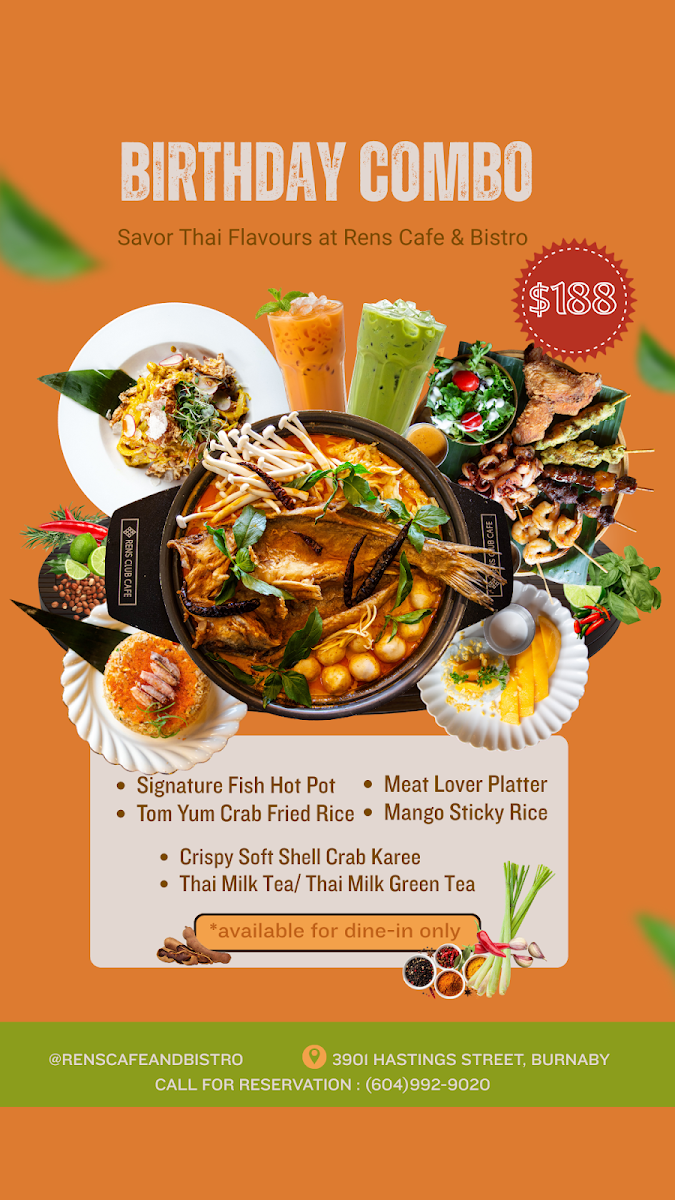 Menu, RENS Cafe & Bistro Thai Contemporary