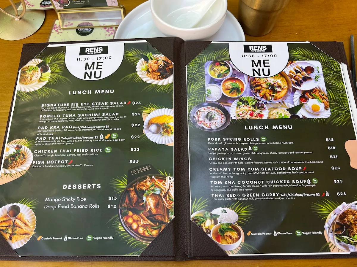 Menu, RENS Cafe & Bistro Thai Contemporary