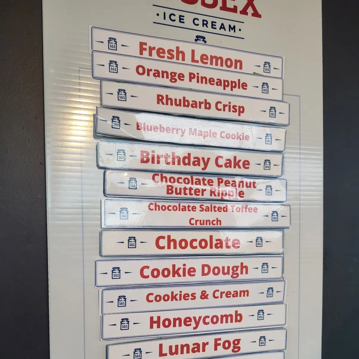 Menu, Tall Tom's Lemonade & Ice Cream