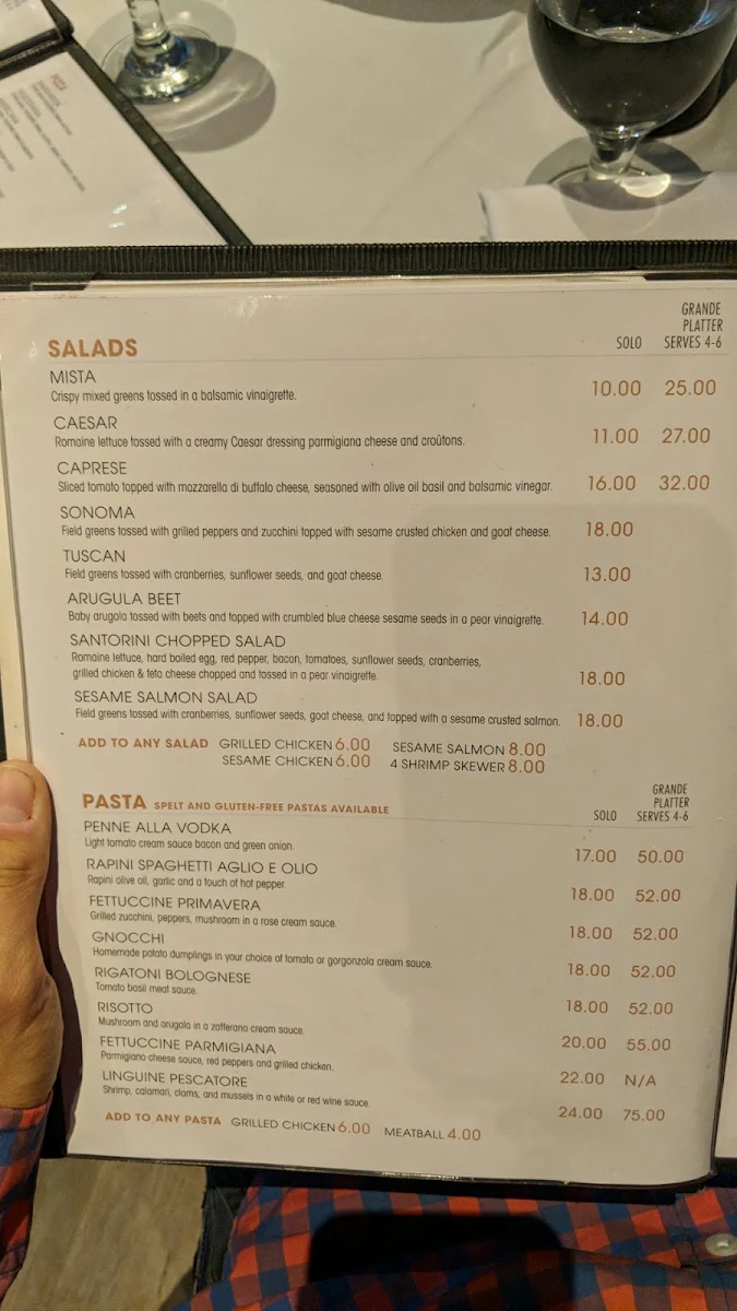 Menu, Romano's Restaurant