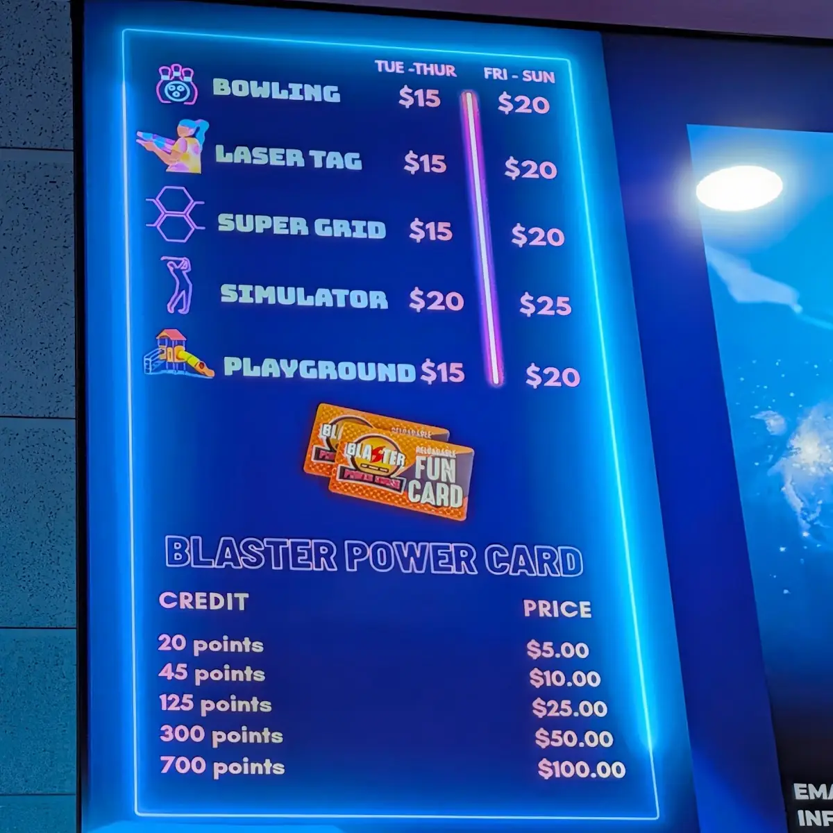 Menu, Blaster Power House