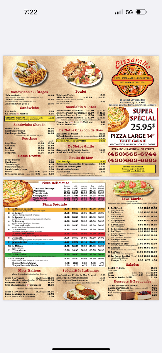 Menu, Pizzarata