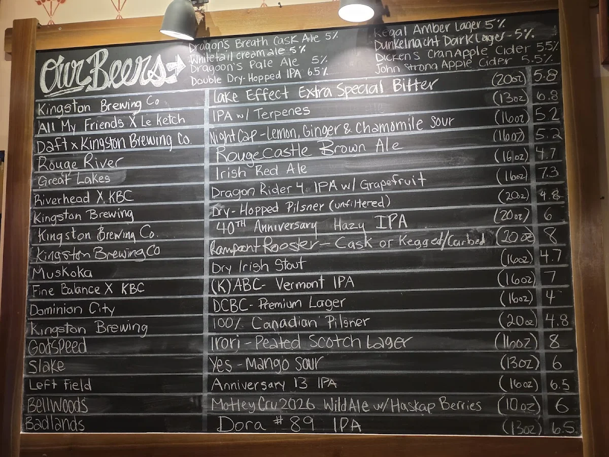 Menu, The Kingston Brewing Company