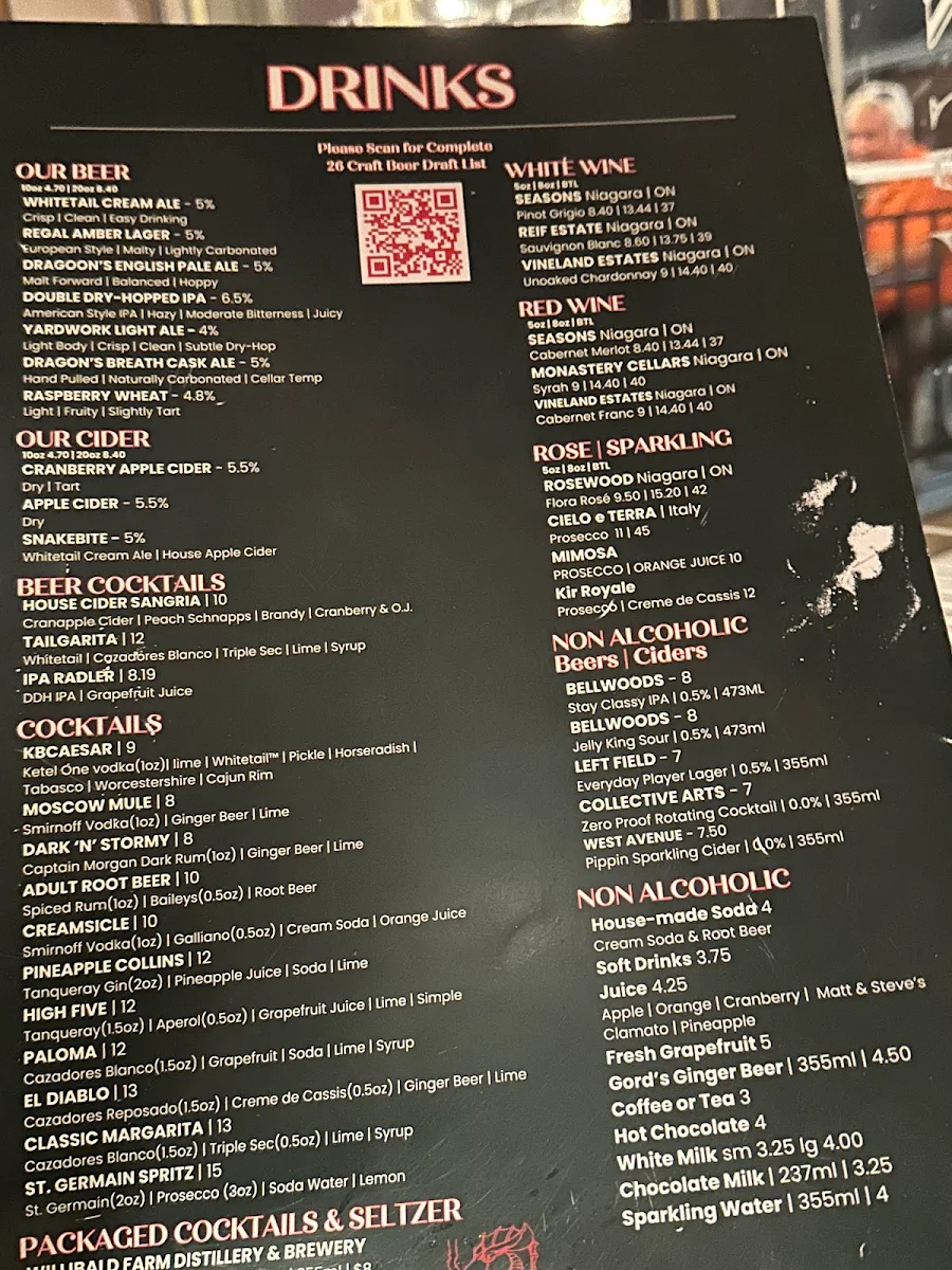 Menu, The Kingston Brewing Company
