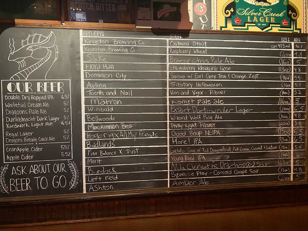 Menu, The Kingston Brewing Company